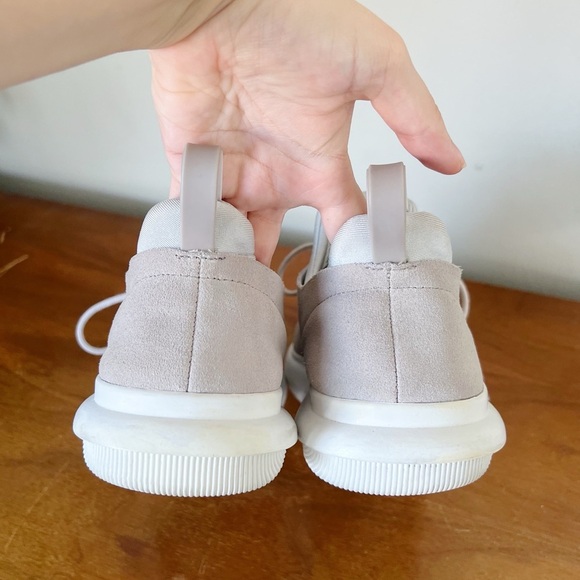 Article No • 0502 Suede Sneakers in Light Gray taupe lace up trainers 0518 main image 6